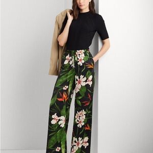 Ralph Lauren Floral Satin Charmeuse Wide-Leg Pant NEW SZ. XS